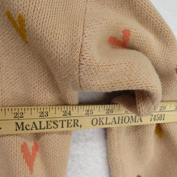 LOFT Sweater Womens XL Beige Half Zip Mock Neck Hearts Pullover Knit Cozy Ribbed - Picture 7 of 8